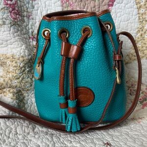 Vintage Dooney & Bourke AWL Teal Mini Bucket Bag